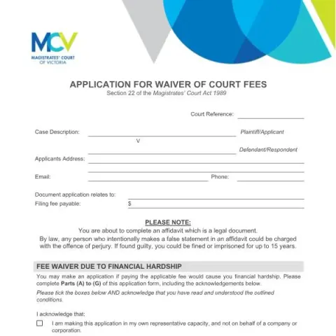 Document preview: Guide to Applying for a Court Fee Waiver at Magistrates' Court of — Legal & justice