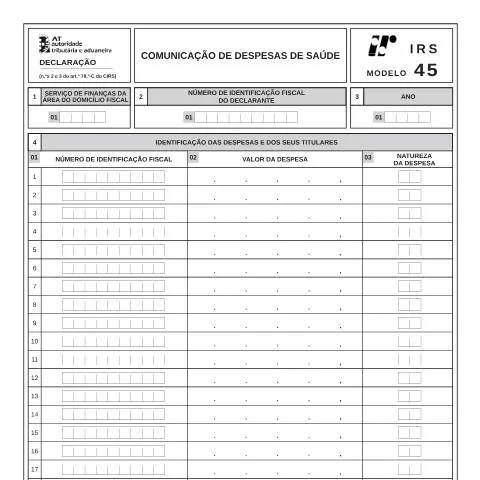 Pré-visualização do documento Entenda o Modelo 45 para Despesas de Saúde — Impostos (CERFA n°Modelo 45)