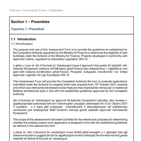 Document preview: Understanding the Property Development Compliance in Malta — Property & real estate (CERFA n°form-property-developed-in-conformity-with-approved-criteria)
