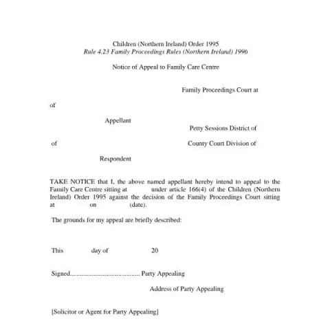Document preview: Understanding the Notice of Appeal to Family Care Centre in Northern — Legal & justice (p_uf_Notice_of_Appea_to_FCC_1)