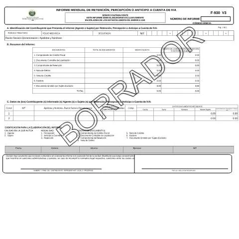 Vista previa del documento Importancia del Formulario F-930v3 en El Salvador — Impuestos (CERFA n°F-930-V3)