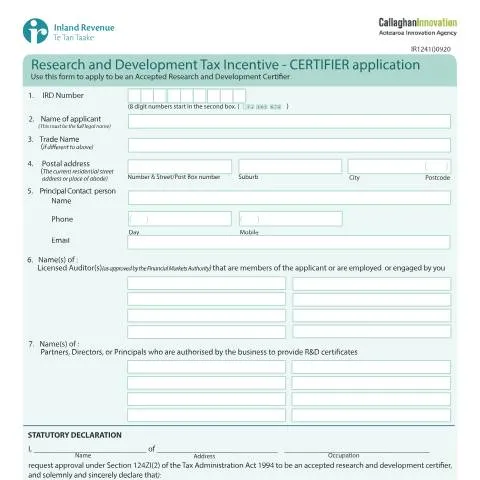Document preview: Navigating the IRD Form IR1241 for R&D Certification — Government & admin (CERFA n°IR1241)