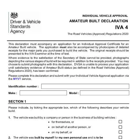Document preview: How to Declare Amateur-Built Vehicles for IVA Approval in the UK — Vehicle & driving