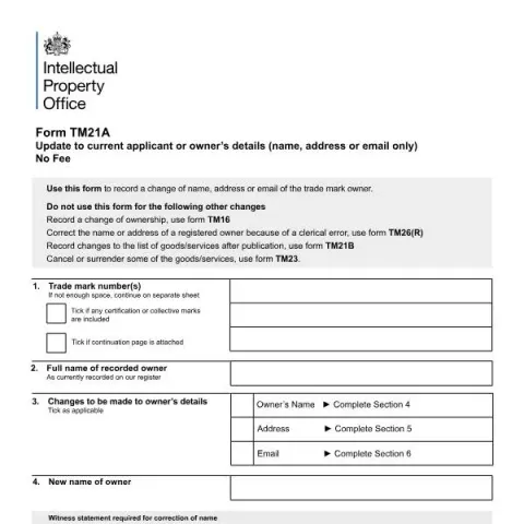 Document preview: How to Update Trade Mark Owner Information Without Transfer — Government & admin (TM21A)