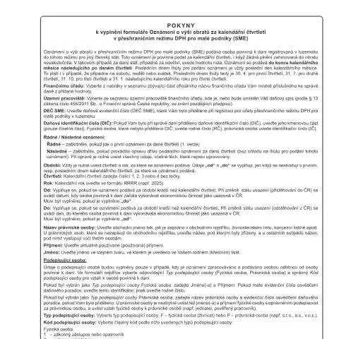 Document preview: Jak vyplnit oznámení o výši obratů DPH pro malé podniky — Daně a fiskální záležitosti (CERFA n°25 5264/1)