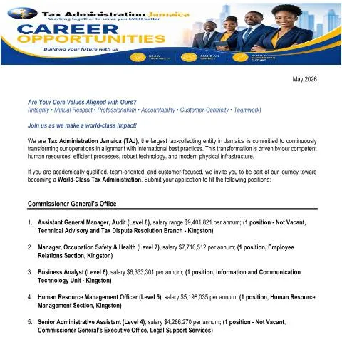 Document preview: Discover Career Opportunities at Jamaica Tax Administration — Work & employment (CERFA n°hr_career_opportunities_22052026)