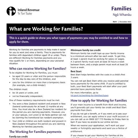 Document preview: Unlocking Financial Support with Working for Families Tax Credits — Taxes (CERFA n°IR691)