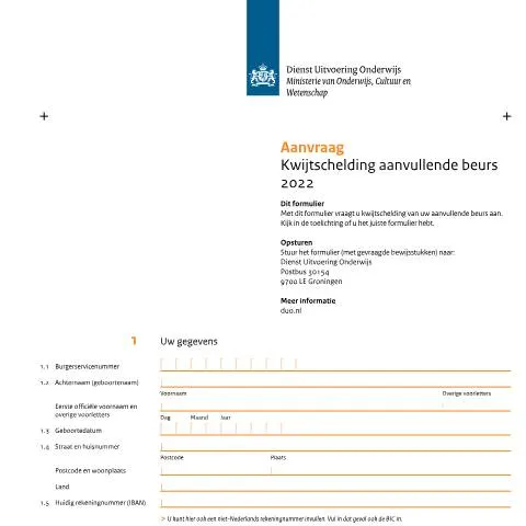 Documentvoorvertoning: Informatie over kwijtschelding aanvullende beurs 2022 — Onderwijs & opleiding