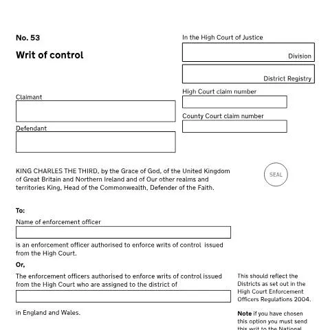 Document preview: Understanding Form 53: How UK Courts Authorize Asset Seizure — Legal & justice