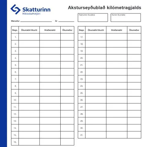 Document preview: Skref til að skrá akstur með RSK 18.30 — Stjórnsýsla (CERFA n°RSK 18.30)