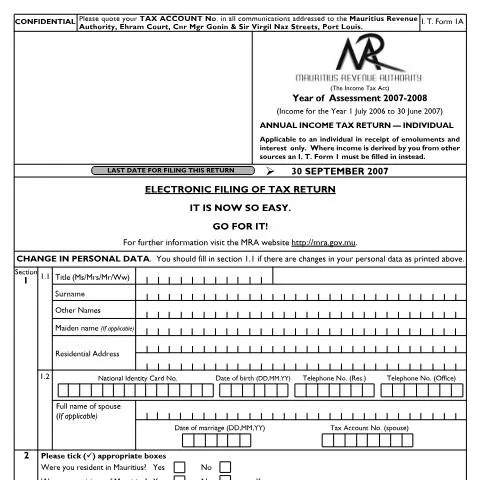Document preview: Mastering Your Individual Return 1A Submission — Taxes (CERFA n°Return1A0708)