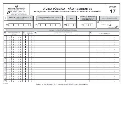 Pré-visualização do documento Entenda o Modelo 17 para Investidores Não Residentes — Impostos (CERFA n°Modelo 17)