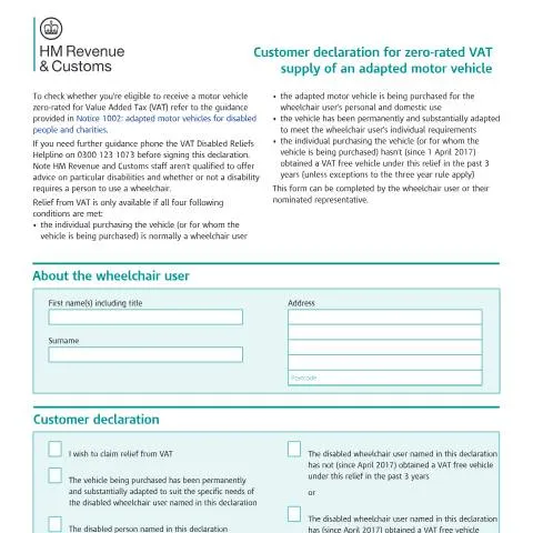 Document preview: How to Claim VAT Relief on Wheelchair Accessible Vehicles — Vehicle & driving