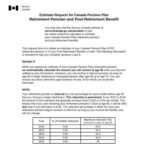Document preview: Understanding the Estimate Request for CPP Retirement Pension — Health (CERFA n°ISP1003)