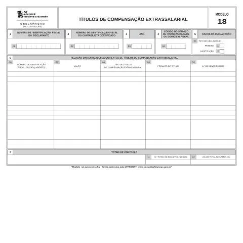 Pré-visualização do documento Entenda o Modelo 18 e sua Relevância Fiscal em Portugal — Impostos (CERFA n°Modelo 18)