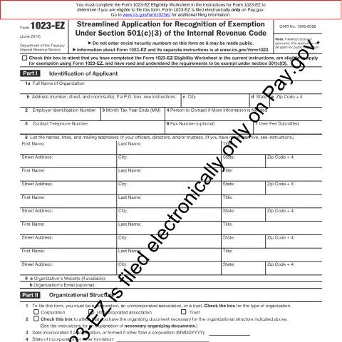 Document preview: Navigating the Essentials of IRS Form 1023-EZ — Government & admin (CERFA n°1023EZ)