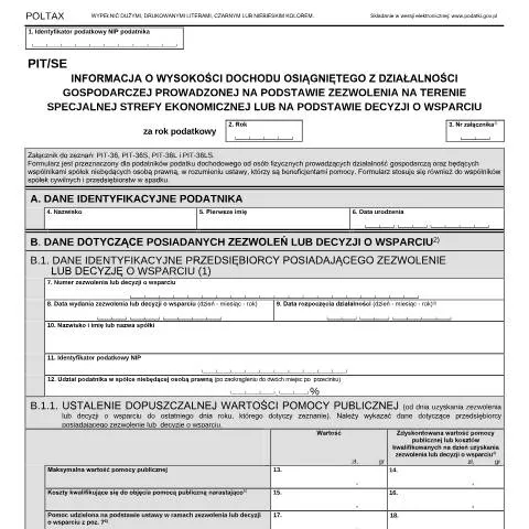 Document preview: Znaczenie formularza PIT/SE dla przedsiębiorców w Polsce — Podatki i fiskalność (CERFA n°PIT/SE)