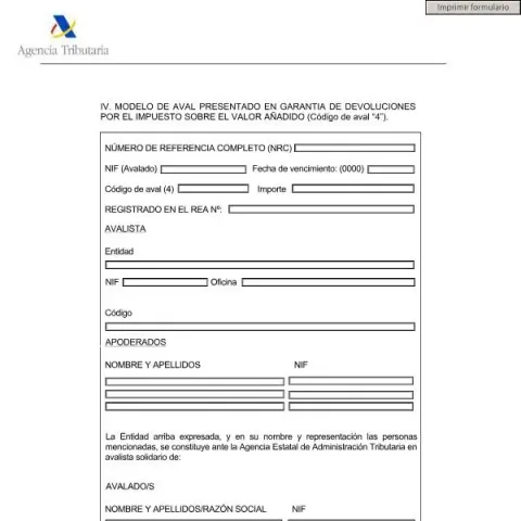 Vista previa del documento Modelo de Aval para Garantía de Devoluciones del IVA — Impuestos (4)