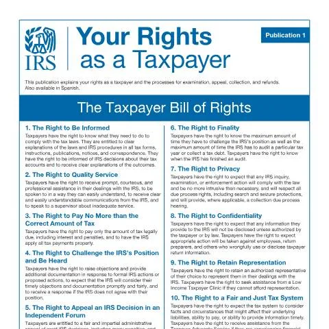Document preview: Navigate Your Tax Rights with IRS Publication 1 — Taxes (CERFA n°PUB-1)