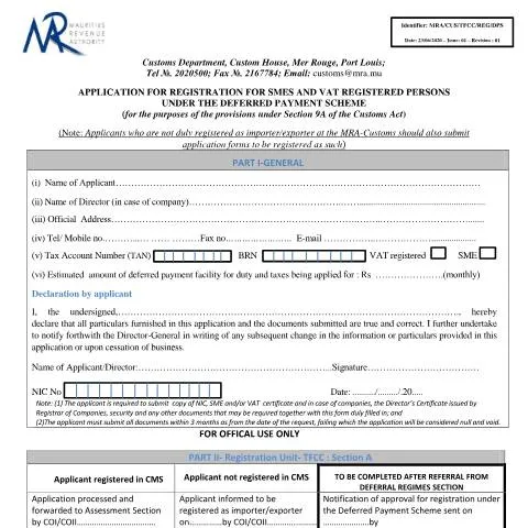 Document preview: Essential Guide to Deferred Payment Scheme for SMEs — Business (CERFA n°MRA-CUS-TFCC-REG-DPS)