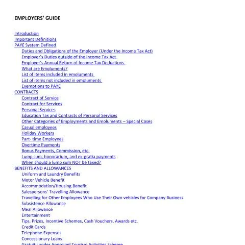 Document preview: Employers' Guide to PAYE in Jamaica — Government & admin (CERFA n°Employers_guide_13122019)