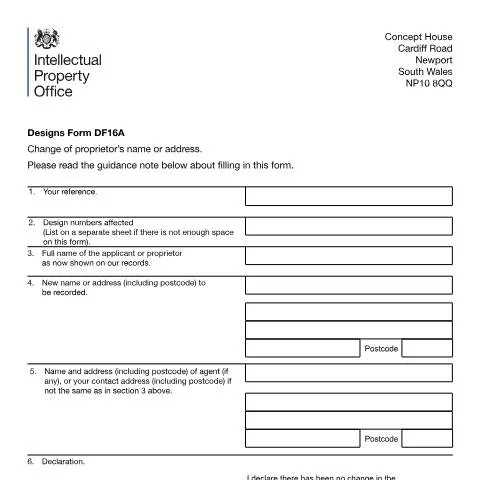 Document preview: Updating Proprietor Information on Registered Designs in the UK — Legal & justice