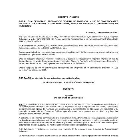Vista previa del documento Normativa de facturación y timbrado en Paraguay — Trámites administrativos