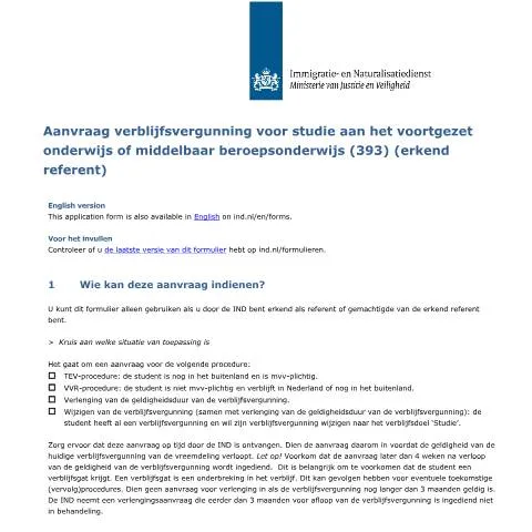 Documentvoorvertoning: Belang van aanvraagformulier 7005 voor studeren in Nederland — Immigratie & visa (CERFA n°7005)