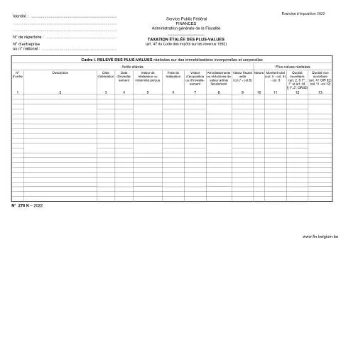 Aperçu du document Maîtrisez la taxation des plus-values avec le formulaire 155-276k — Impôts & fiscalité (CERFA n°155-276k)