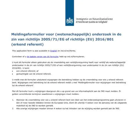 Documentvoorvertoning: Belang van het Meldingsformulier voor wetenschappelijk onderzoek — Immigratie & visa (CERFA n°7095)