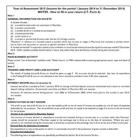 Document preview: Understanding the Role of the Notes Document in Mauritius — Government & admin (NotesSociete020315)