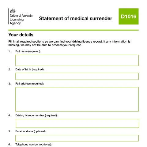Document preview: How to Surrender Your Driving Licence for Medical Reasons in the UK — Vehicle & driving