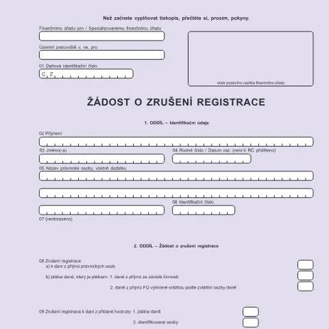 Document preview: Jak správně podat žádost o zrušení registrace k dani z příjmů — Daně a fiskální záležitosti (CERFA n°25 5129)