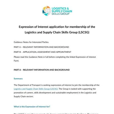 Document preview: Participate in the Logistics and Supply Chain Skills Group — Government & admin