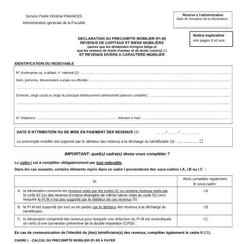 Aperçu du document Comprendre la Déclaration 273 pour le précompte mobilier — Impôts & fiscalité (CERFA n°121-273)