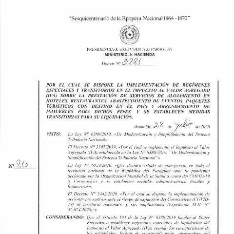 Vista previa del documento Impacto del Decreto 3881-2020 en la tributación del IVA en Paraguay — Impuestos