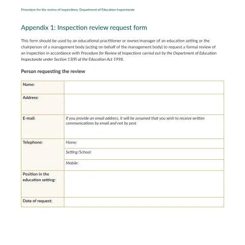 Document preview: Understanding the Procedure for Reviewing Education Inspections in — Government & admin