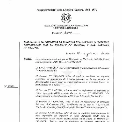 Vista previa del documento Impacto del Decreto N° 8895-2023 en el IVA paraguayo — Impuestos