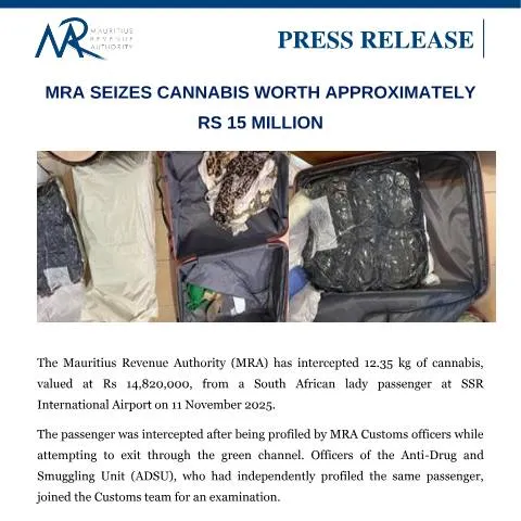 Document preview: Implications of MRA's Cannabis Seizure in Mauritius — Government & admin (PressRelease171125)