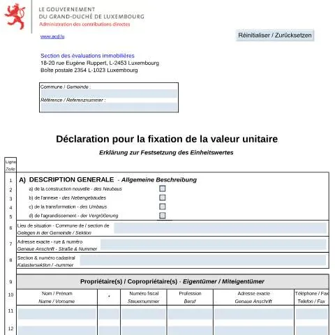 Aperçu du document Fixation de la valeur unitaire des bâtiments résidentiels — Immobilier & foncier (CERFA n°710 H)