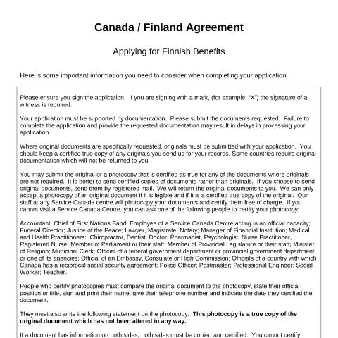 Document preview: Your Guide to Finnish Employment Disability Benefits in Canada — Health (CERFA n°CAN-FIN_2A_(DSB))