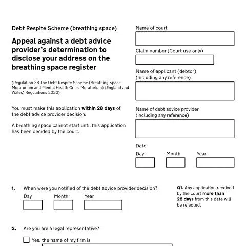 Document preview: Safeguard Your Address in the Breathing Space Scheme with N244E — Legal & justice