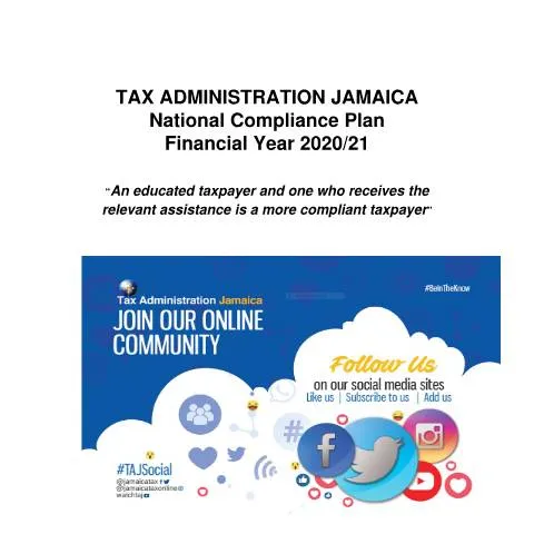 Document preview: Jamaica's National Compliance Strategy for 2021-2022 — Taxes (CERFA n°National_Compliance_Plan_FY2021_Final_052021)