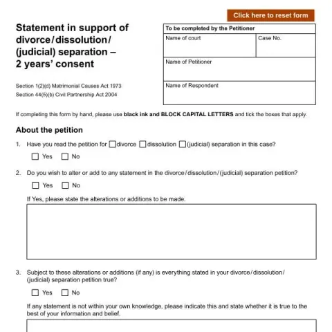 Document preview: Understanding the D80D Support Statement for 2-Year Separation Divorce — Legal & justice (D80D)