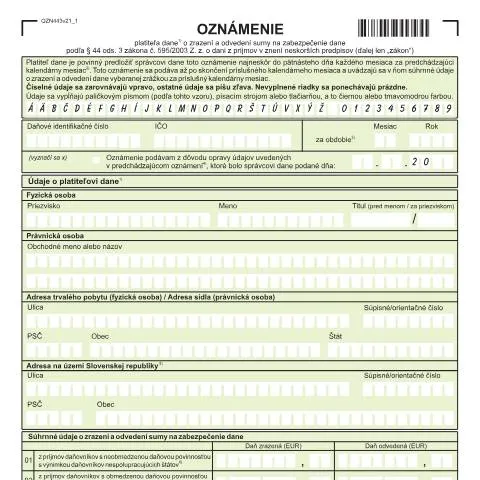 Document preview: Formulár OZN443v21 a jeho význam pre platiteľov daní — Administratívne úkony (CERFA n°OZN443v21)