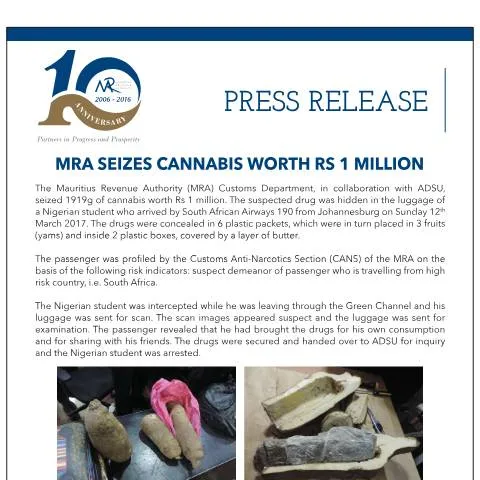 Document preview: Significant Cannabis Seizure by MRA: Insights and Implications — Government & admin (PressRelease130317)