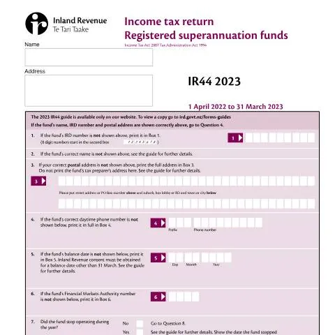 Document preview: Navigating the IR44 Form for Your Superannuation Fund — Taxes (CERFA n°IR44)