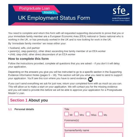 Document preview: Understanding the Postgraduate Master's Employment Form for 2022-2023 — Work & employment