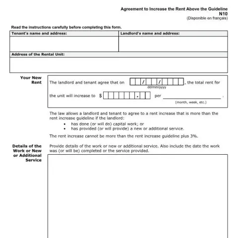 Document preview: Understanding the Ontario Agreement to Increase Rent Above — Housing (N10)