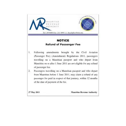 Document preview: Comprehensive Guide to Claiming Your Passenger Fee Refund — Government & admin (NoticeRefundPassengerFee)